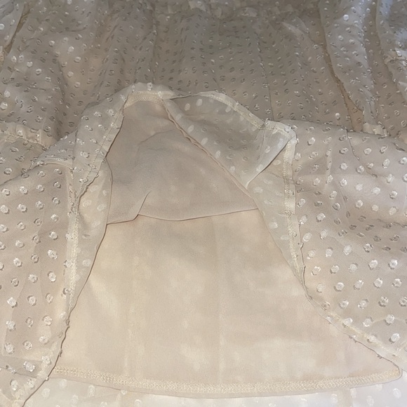 SOLUTION Cream off white Swiss Dot Babydoll Dress long sleeve ruffled edges Sz S - Picture 9 of 14